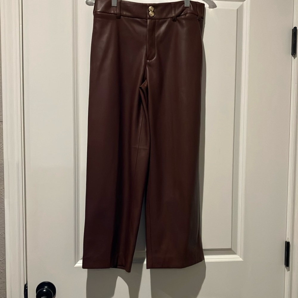 Chico’s Brown Faux Leather Trousers-Size 00